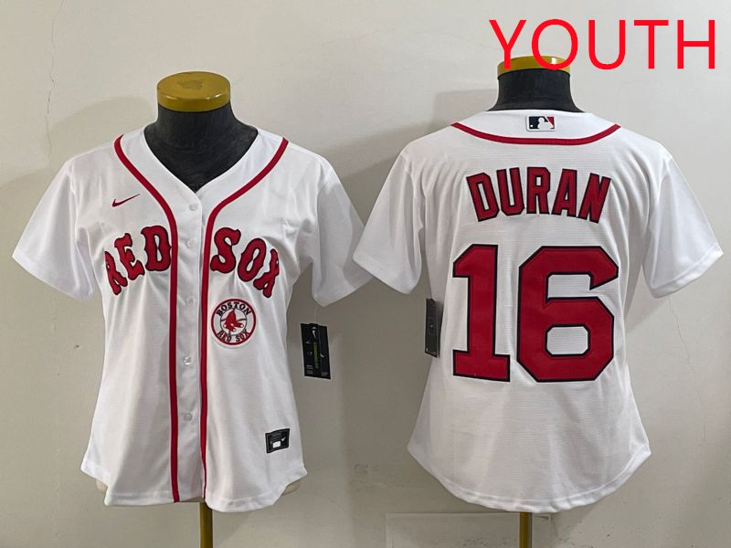 Youth 2025 Boston Red Sox #16 Duran White Game Nike MLB Jersey style 7->youth mlb jersey->Youth Jersey